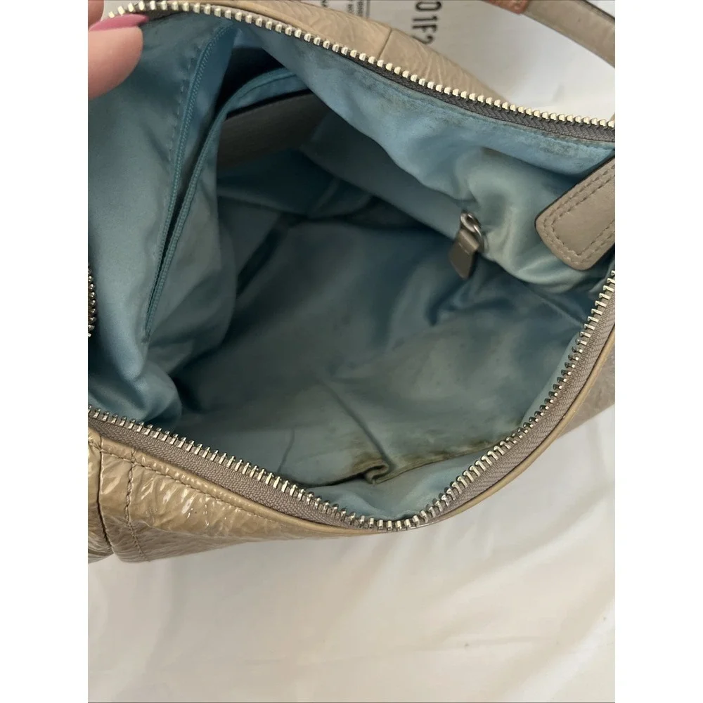 Coach Kristin Patent‎ Leather Hobo 19299 Shoulder Bag Purse Tan Taupe 13 X 10